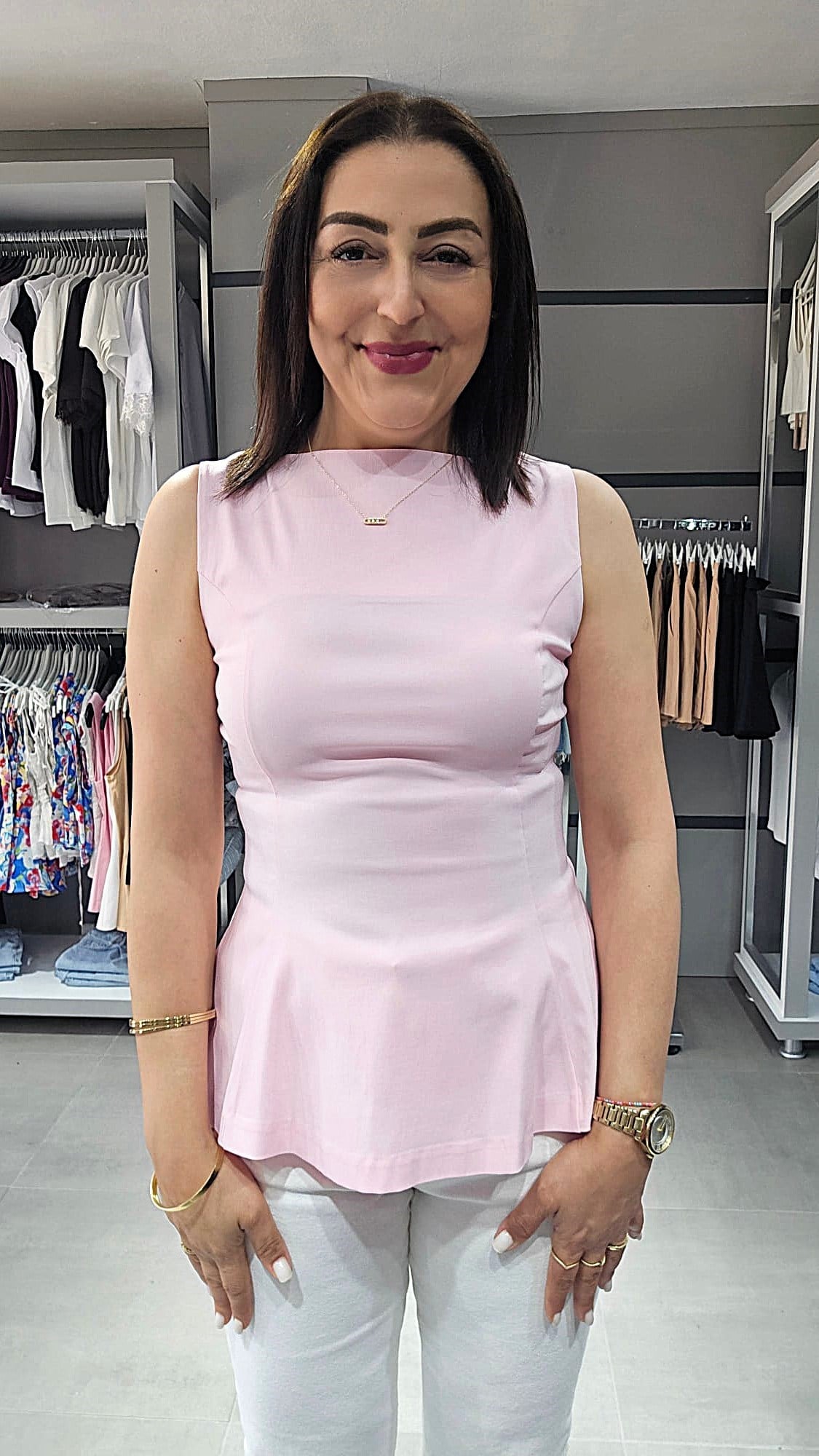 DLVN PEPLUM TOP - PEMBE