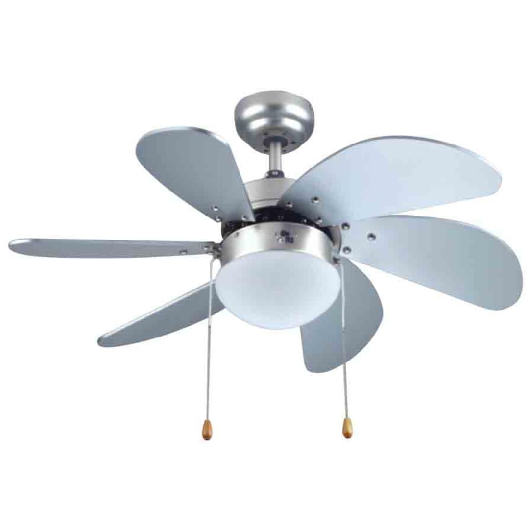 6 Kanatlı Gümüş Renk Dekoratif Tavan Vantilatörü 60W KCF282