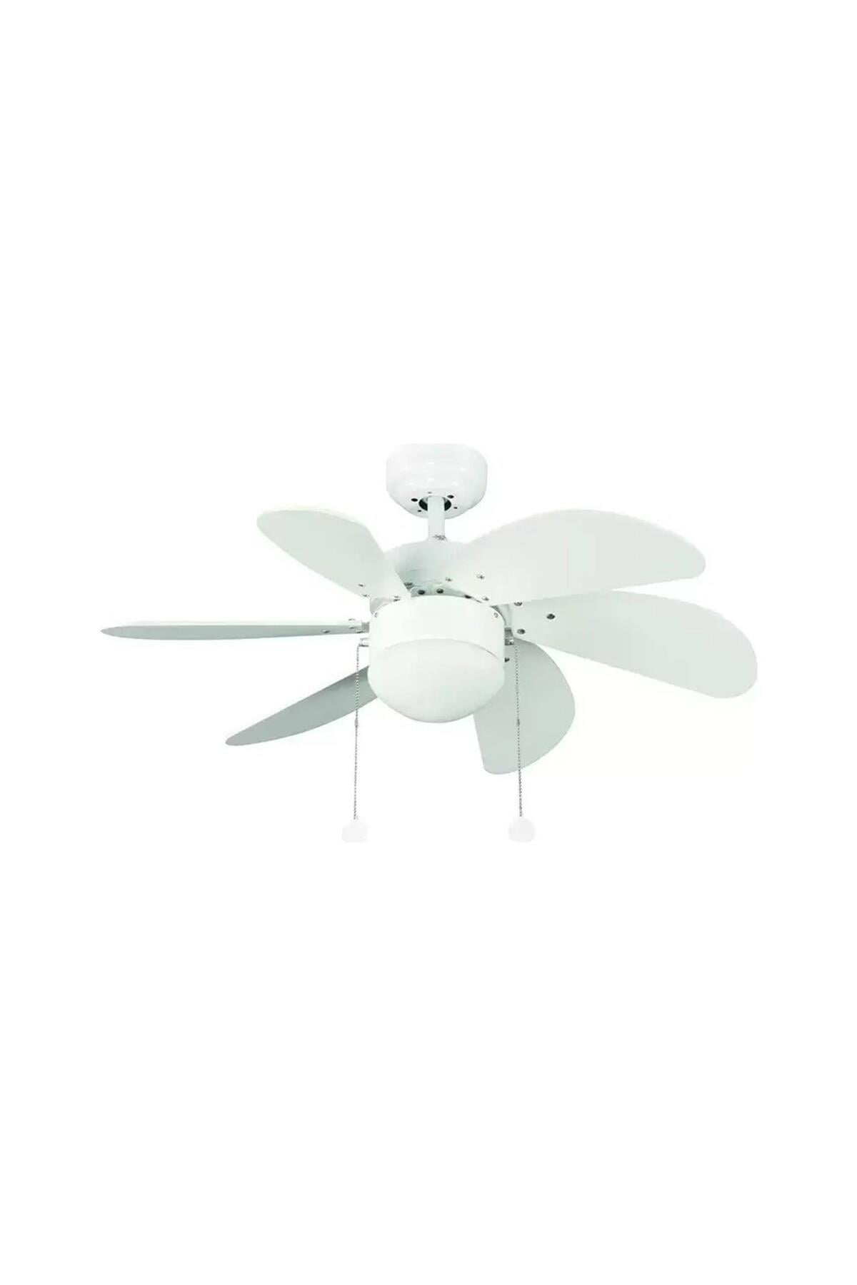 KCF281 60w 30 Inç Beyaz Altı Kanatlı Lambalı Ipli Tavan Vantilatörü