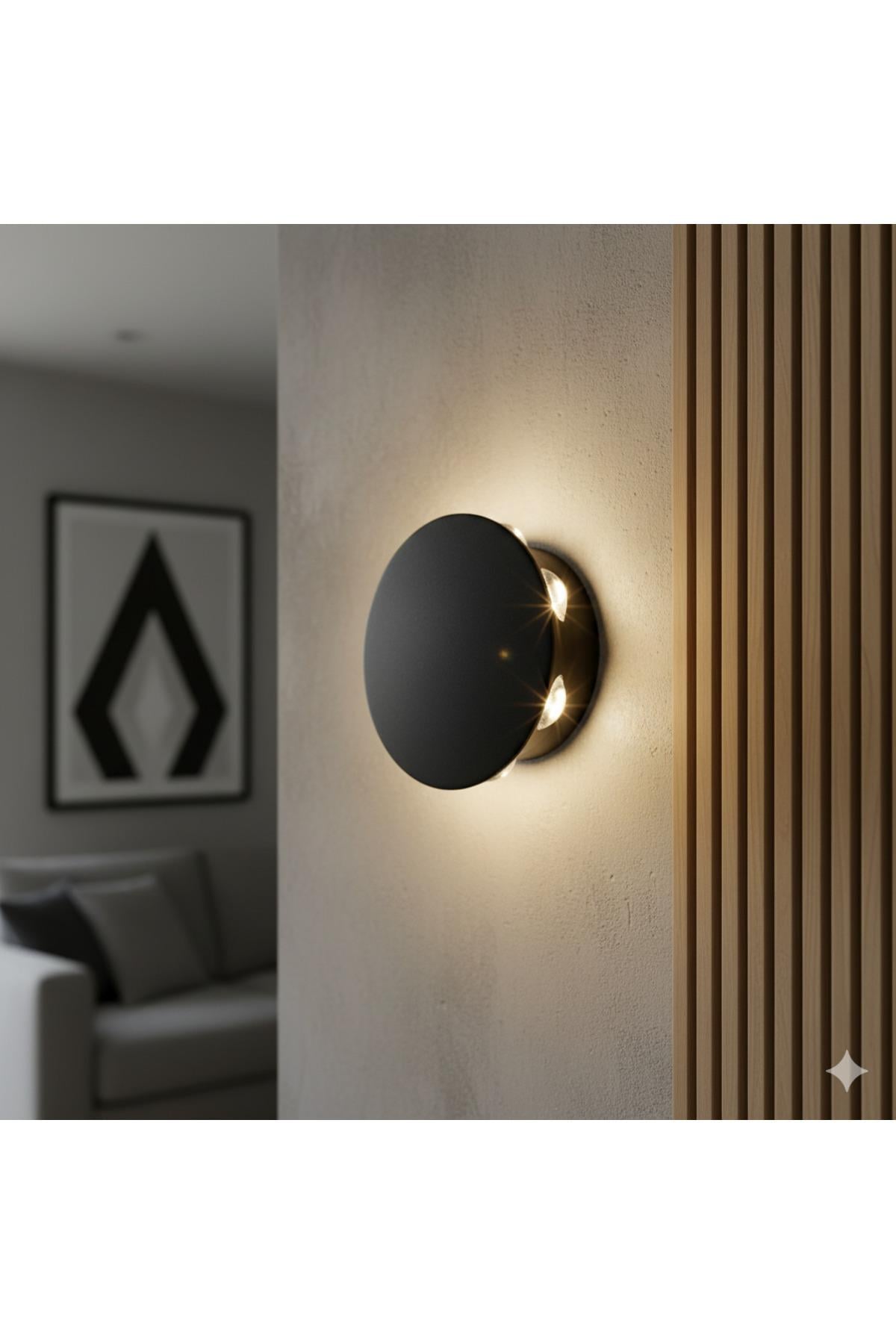 KDA752 Modern LED Duvar Apliği 6W 3000K (Siyah ABS Gövde, Sıcak Beyaz Işık)