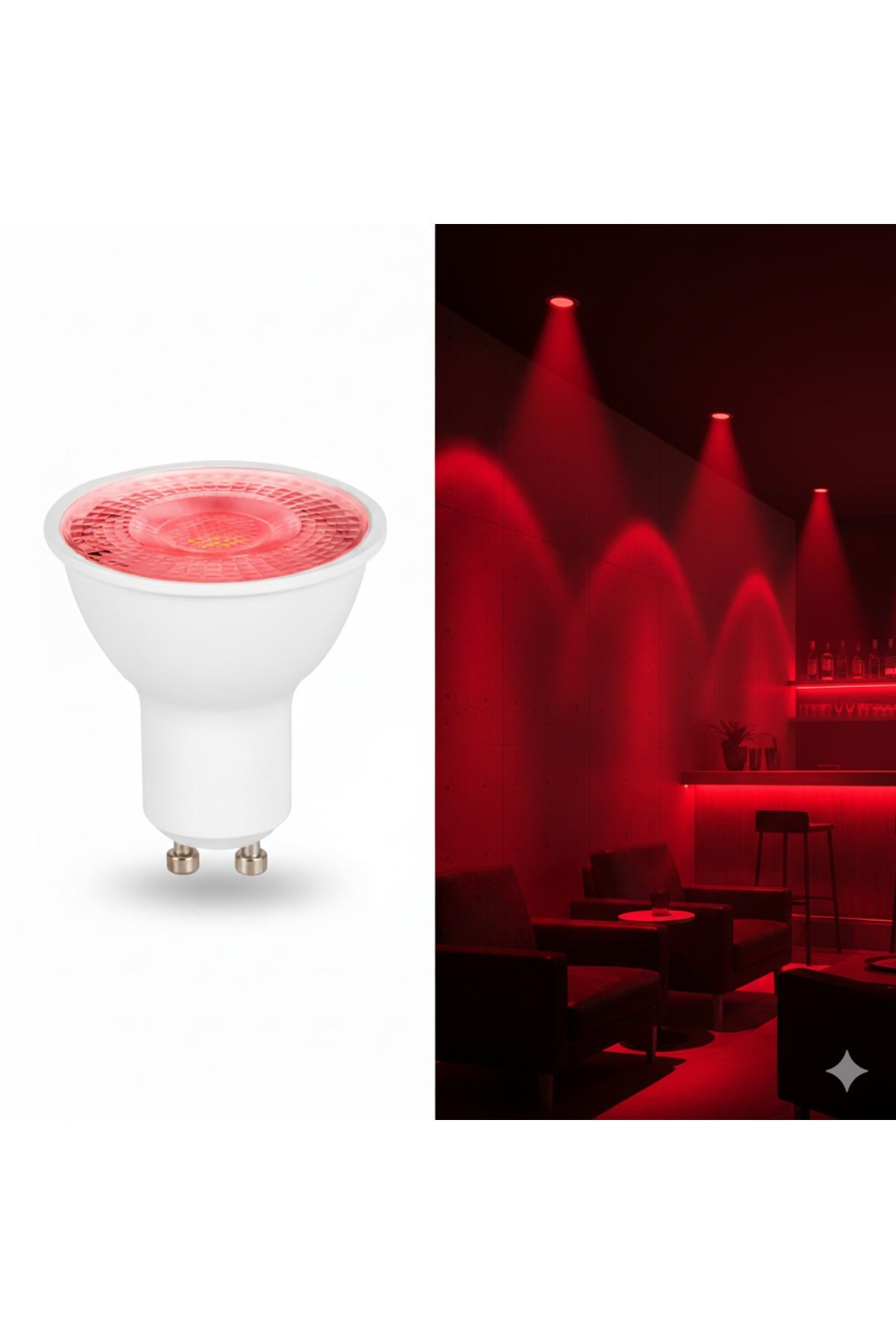 KES049R GU10 LED Spot Ampul 7W Kırmızı Işık (Dekoratif & Ambiyans Aydınlatma)