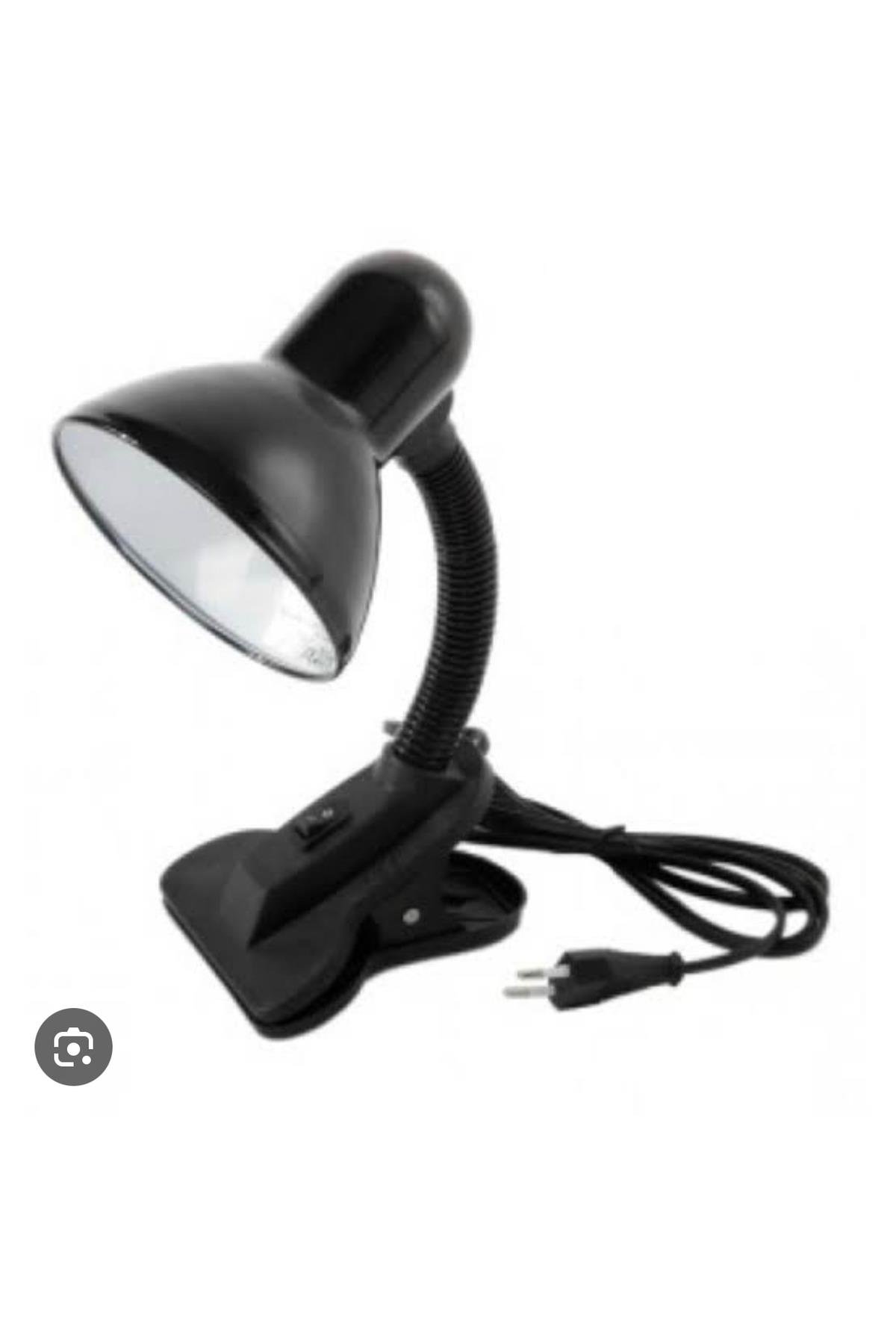Mandallı Çalışma Ve Okuma Lambası Siyah Renk E27 Duylu (LED AMPUL HEDİYELİ)