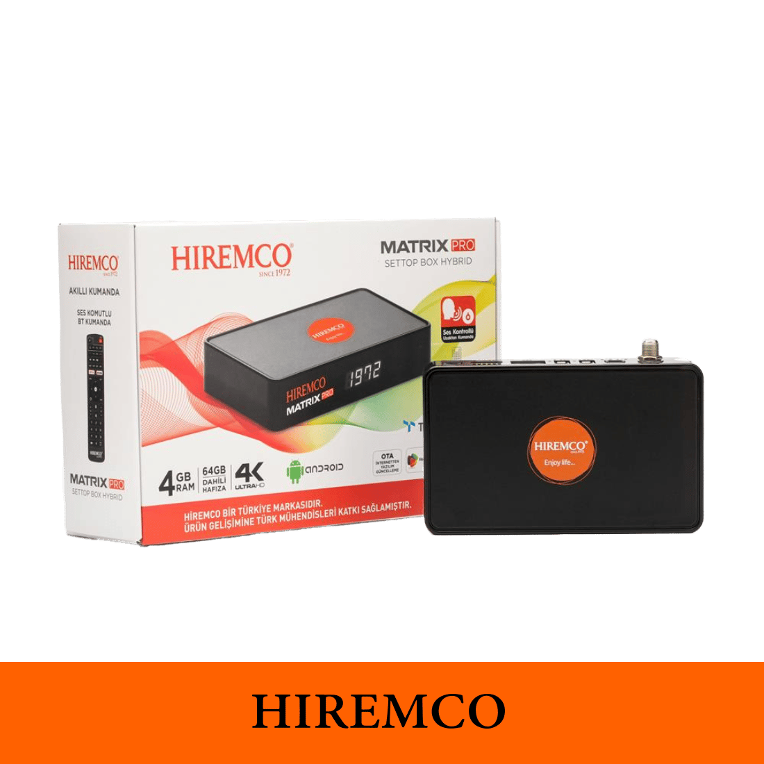 Hiremco Matrix Pro 4K UHD Android 10 Uydu Alıcısı