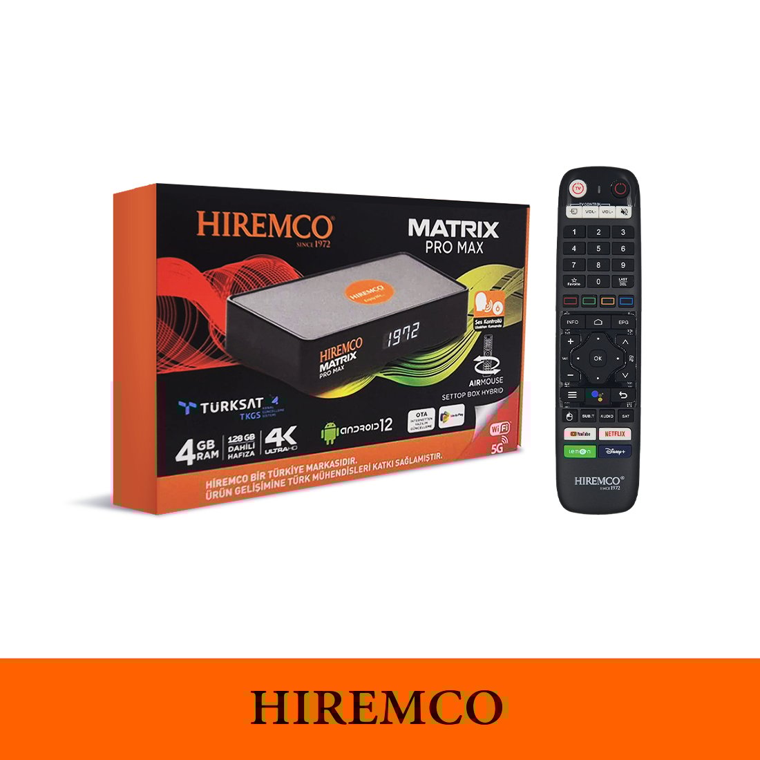 Hiremco Matrix Pro Max 4K 128GB Android 12 Uydu Alıcısı
