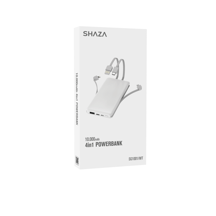 Shaza 10.000 mAh 4in1 Smart Chip Powerbank Beyaz SG1001/WT