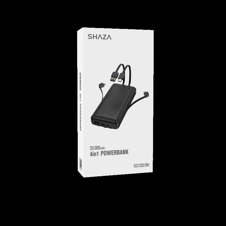 Shaza 20.000 mAh 4in1 Smart Chip Powerbank Siyah SG1202/BK