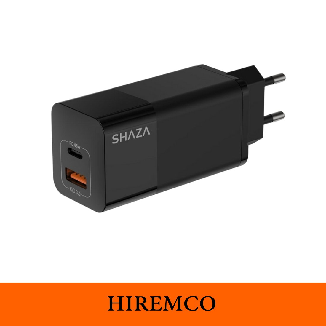 SHAZA Çift Çıkışlı Usb QC3.0 - Type-C PD Gan 65W Şarj Adaptörü Siyah