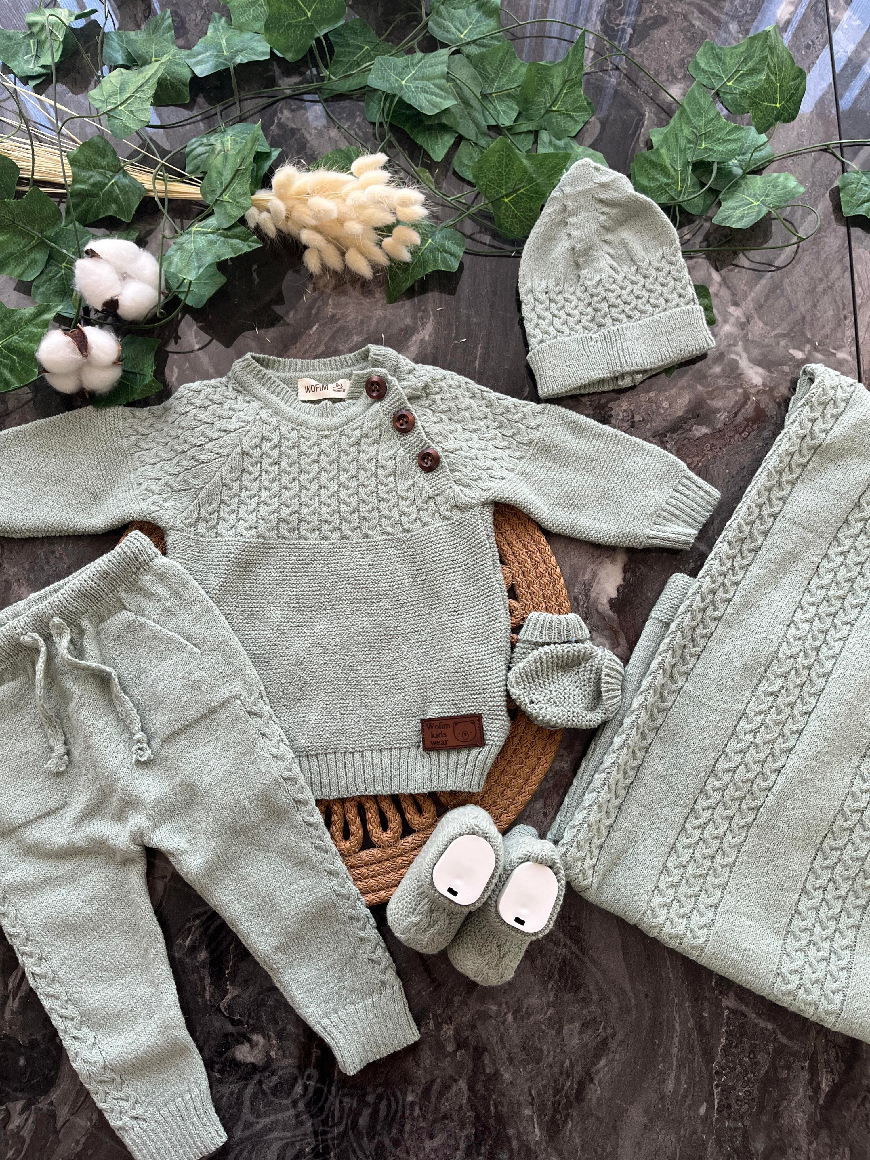 Desenli Triko Unisex Model 0- 3Ay 5'li Set