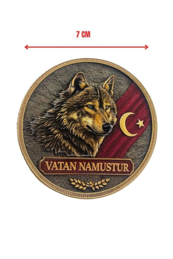 Vatan Namustur” Kurt Armalı Plastik Patch  7 cm