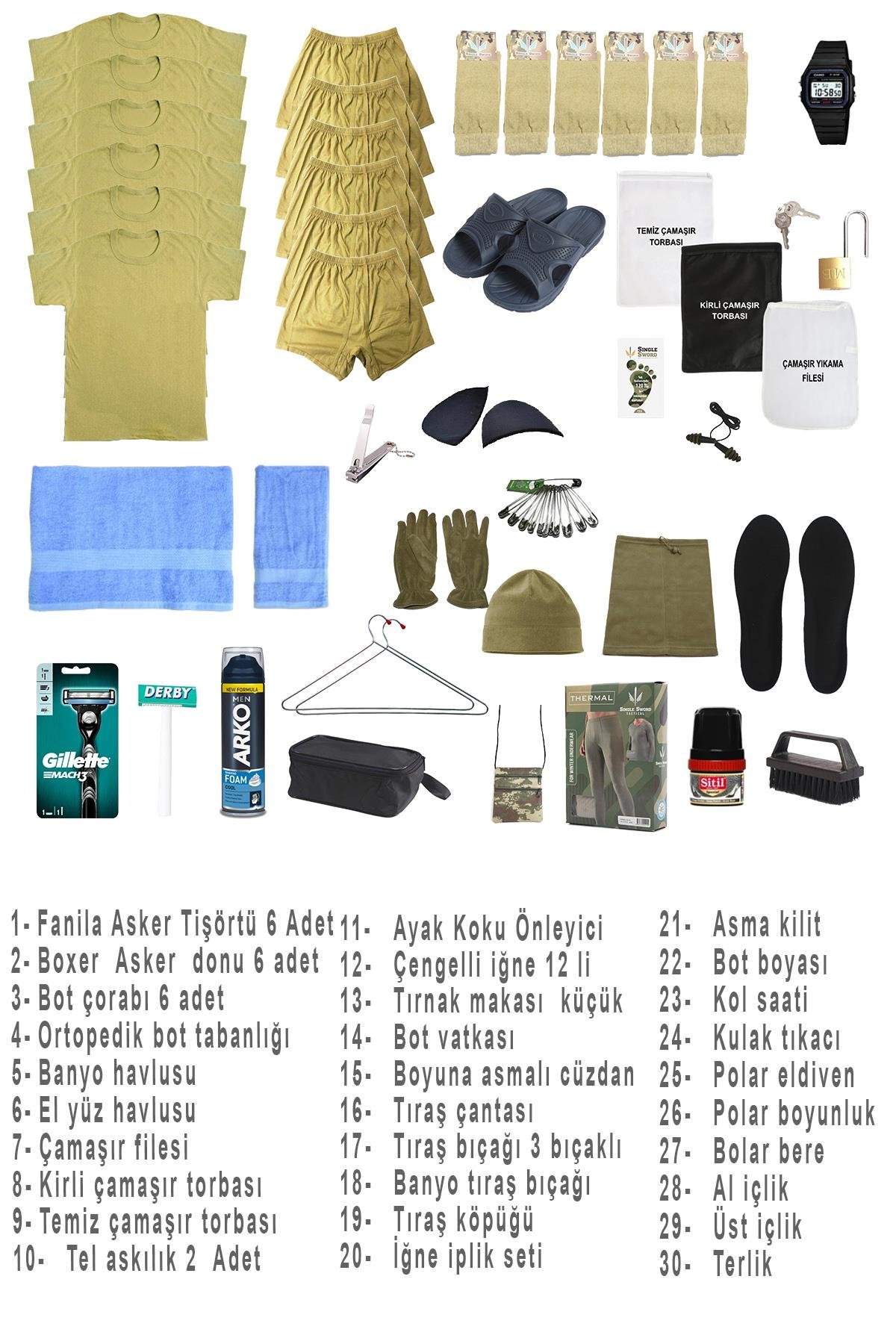 Acemi ve Bedelli Asker Malzemeleri Kışlık Ekonomik Paket