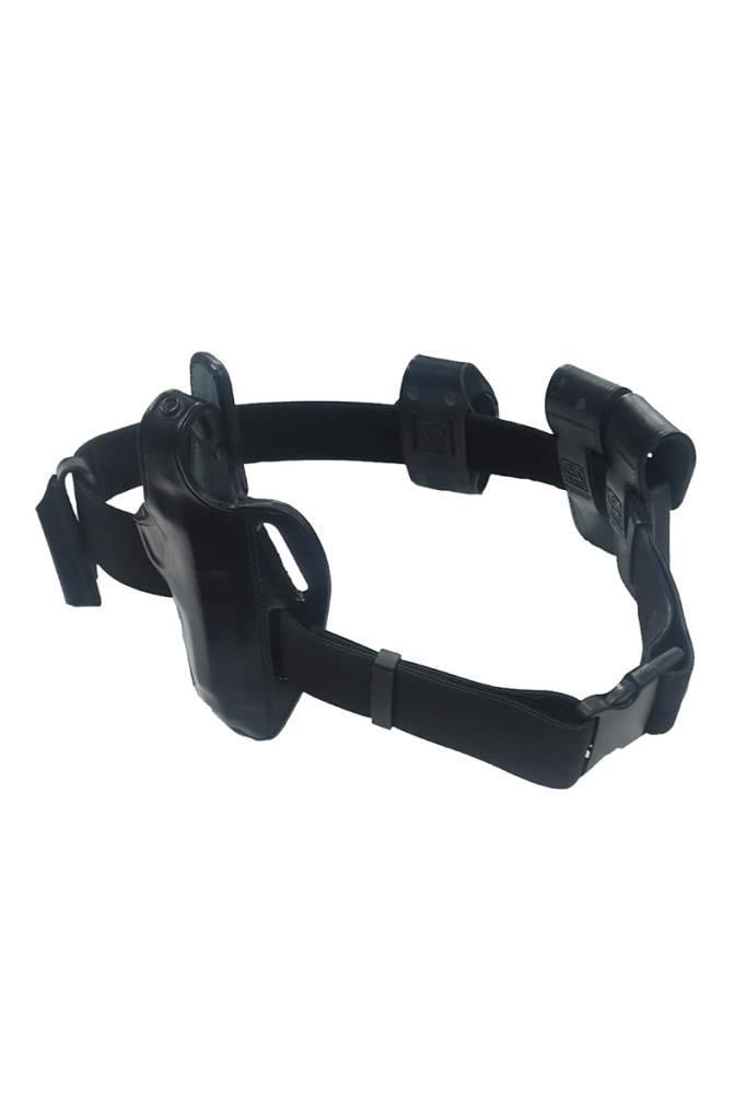 Deri Güvenlik seti - Kemerli Tabanca Kılıfı - Siyah