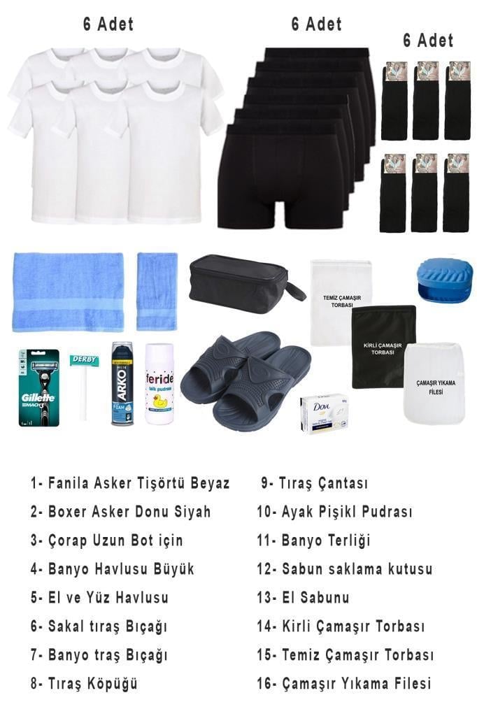 Single Sword 31 Parça Temel Acemi Bedelli Denizci Asker Seti 6 Lı İç Giyim