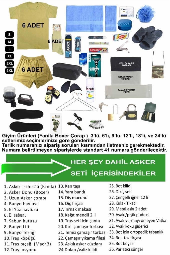 Single Sword 51 Parça Acemi Bedelli Asker Seti 6 Lı Set