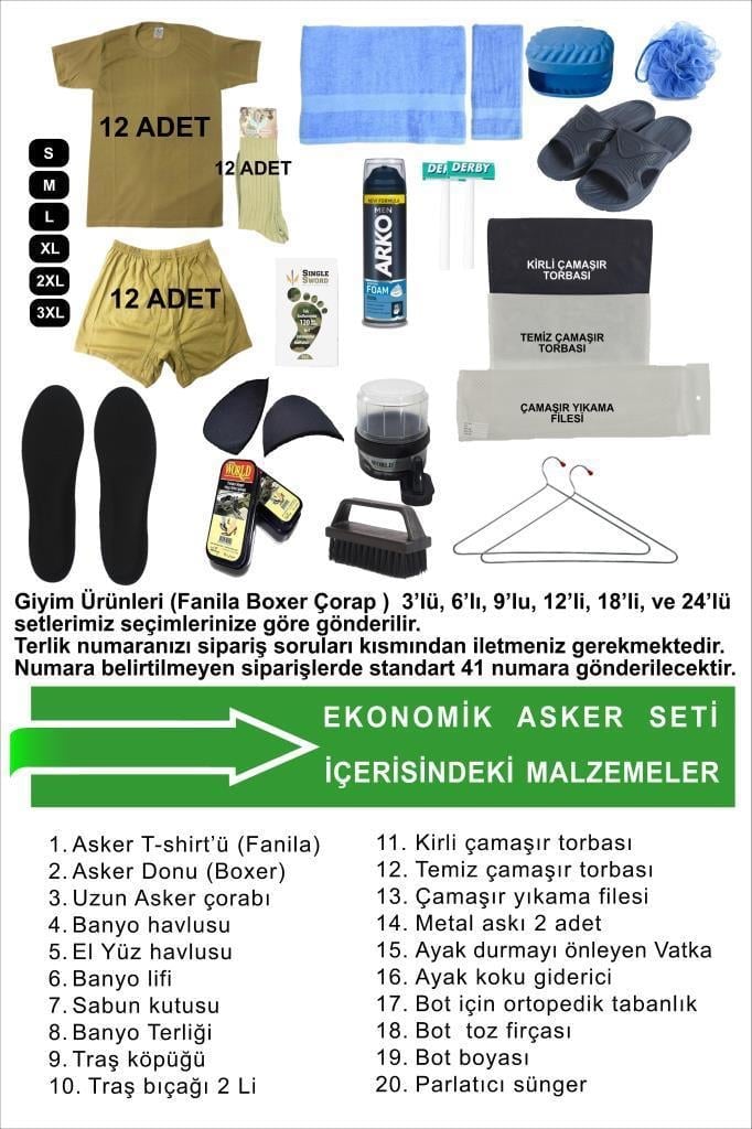 Single Sword 53 Parça Acemi Bedelli Asker Seti 12 li Set