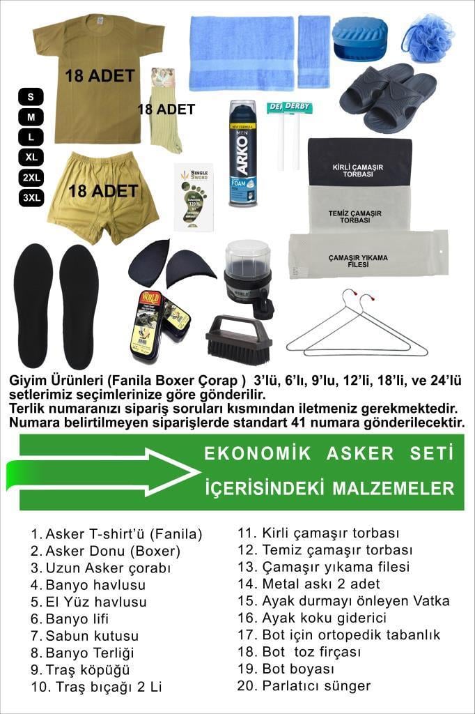 Single Sword 71 Parça Acemi Bedelli Asker Seti 12 li Set