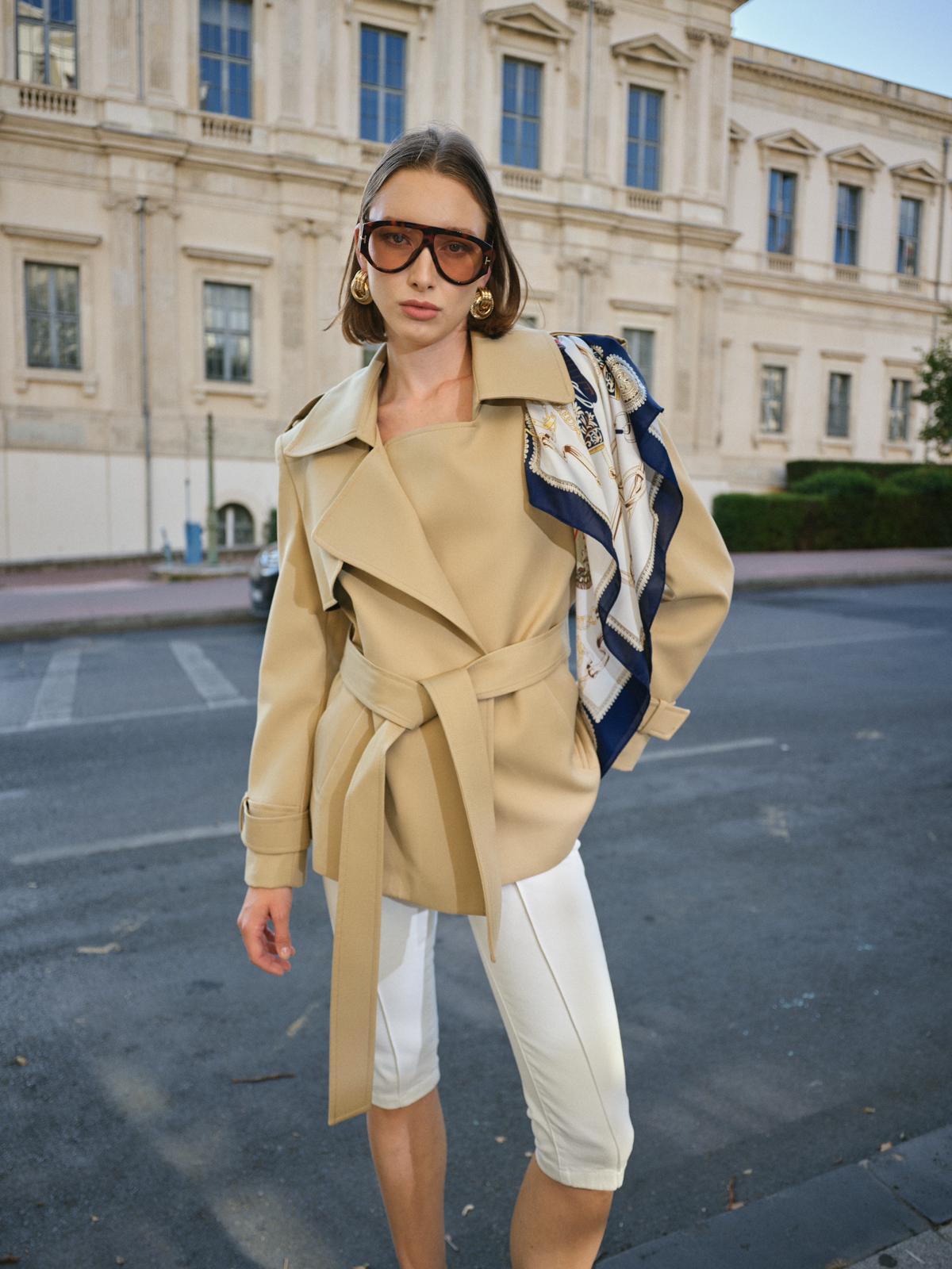 BEJ RV STUDİO GABARDİN ORTA BOY TRENÇ