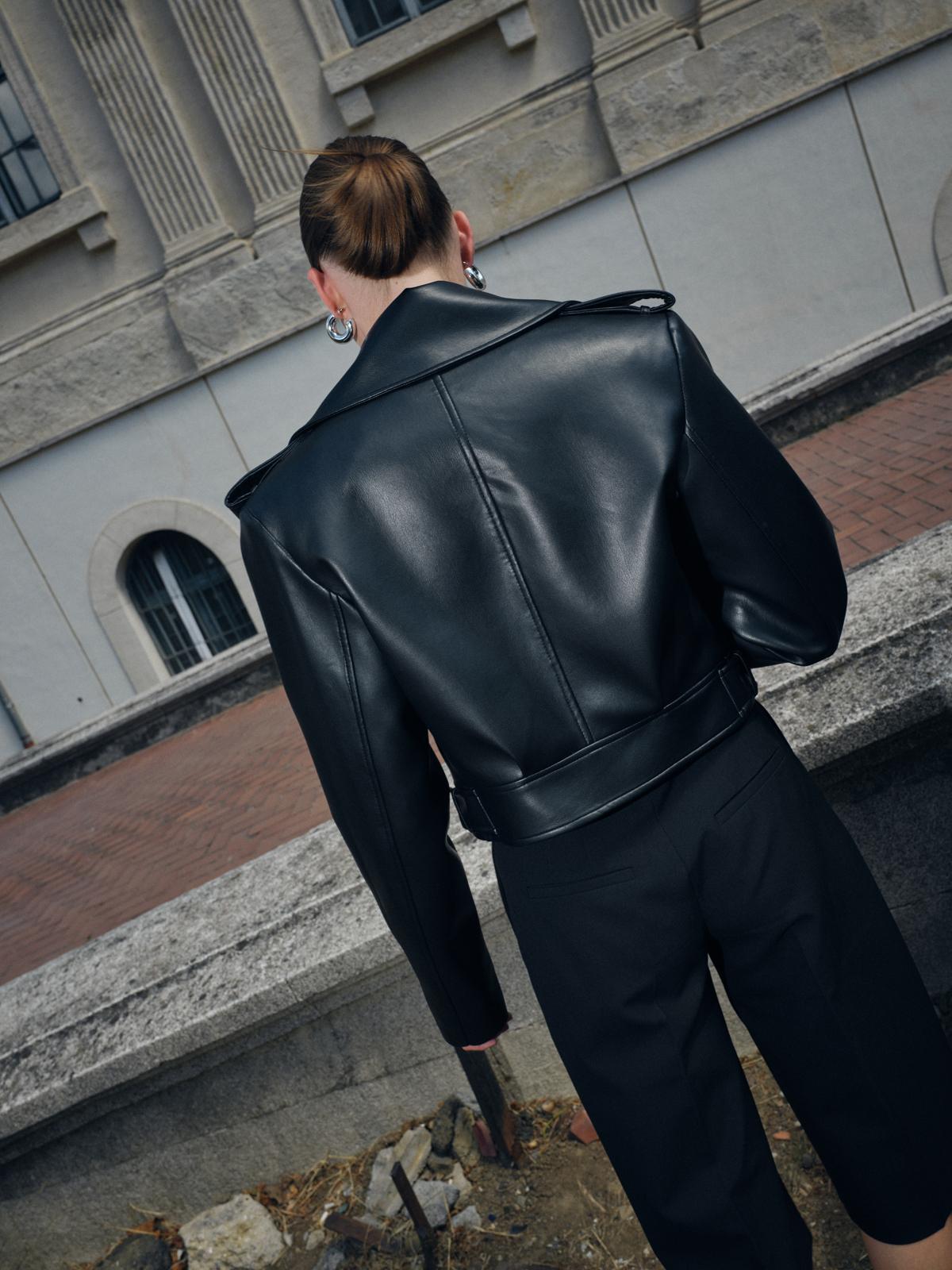 SİYAH RV STUDİO KISA DERİ CEKET