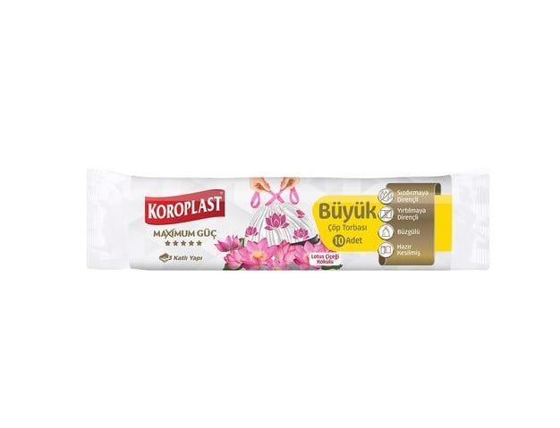  Koroplast Çöp Torbası Max Güçlü Büzgülü Lotus Büyük 10'lu