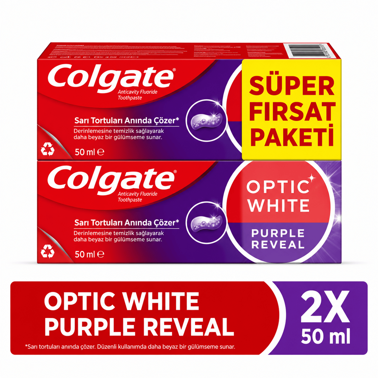 COLGATE OPTIC WHITE PURPLE REVEALx2 50ML