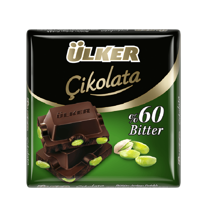 ÜLKER BÜTÜN ANTEP FISTIKLI %60 BİTTER ÇİKOLATA 65GR
