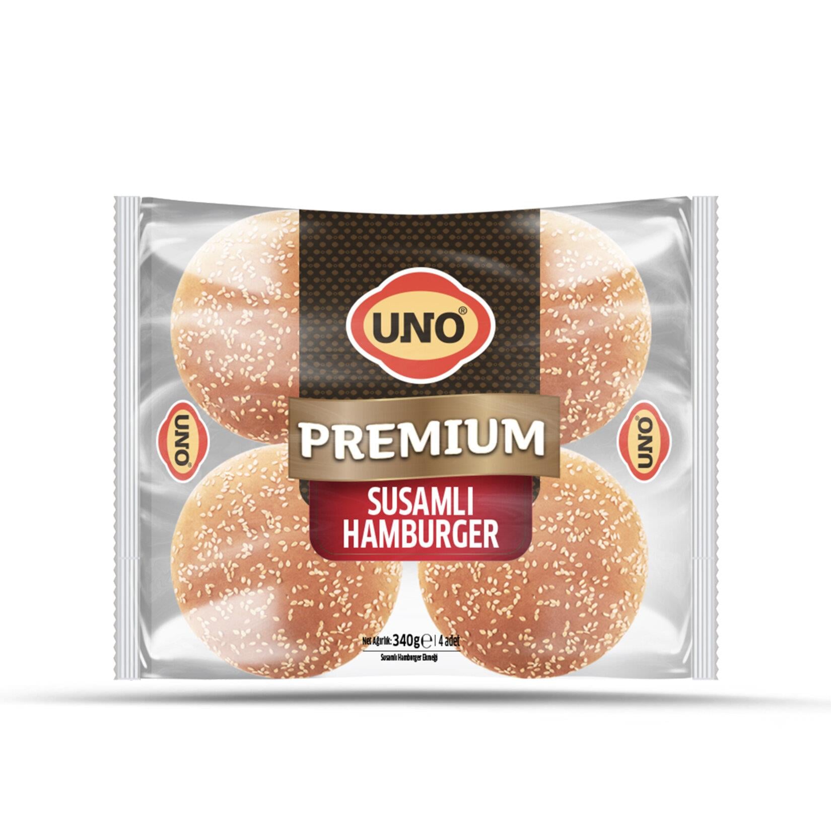 Uno Premium Susamlı Hamburger Ekmeği 4'lü 340 GR