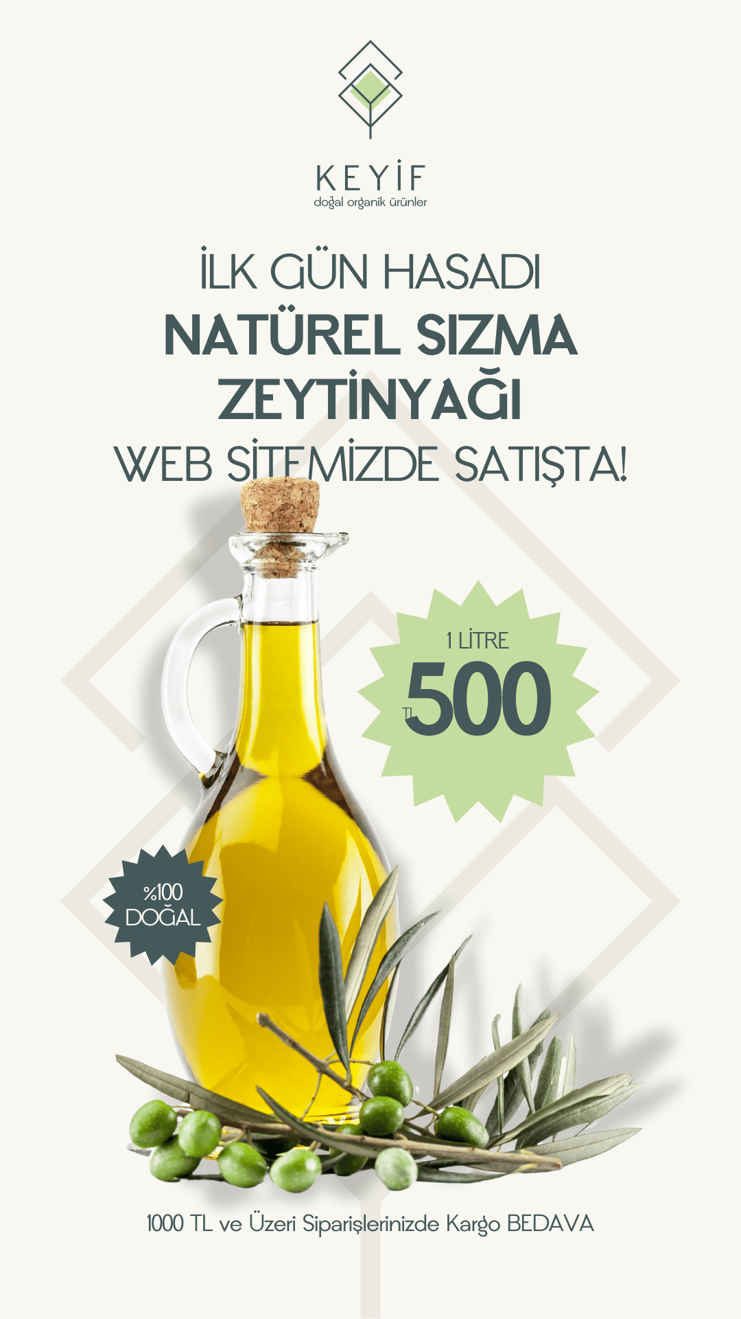 1 lt Keyif Natürel Sızma Zeytinyağı