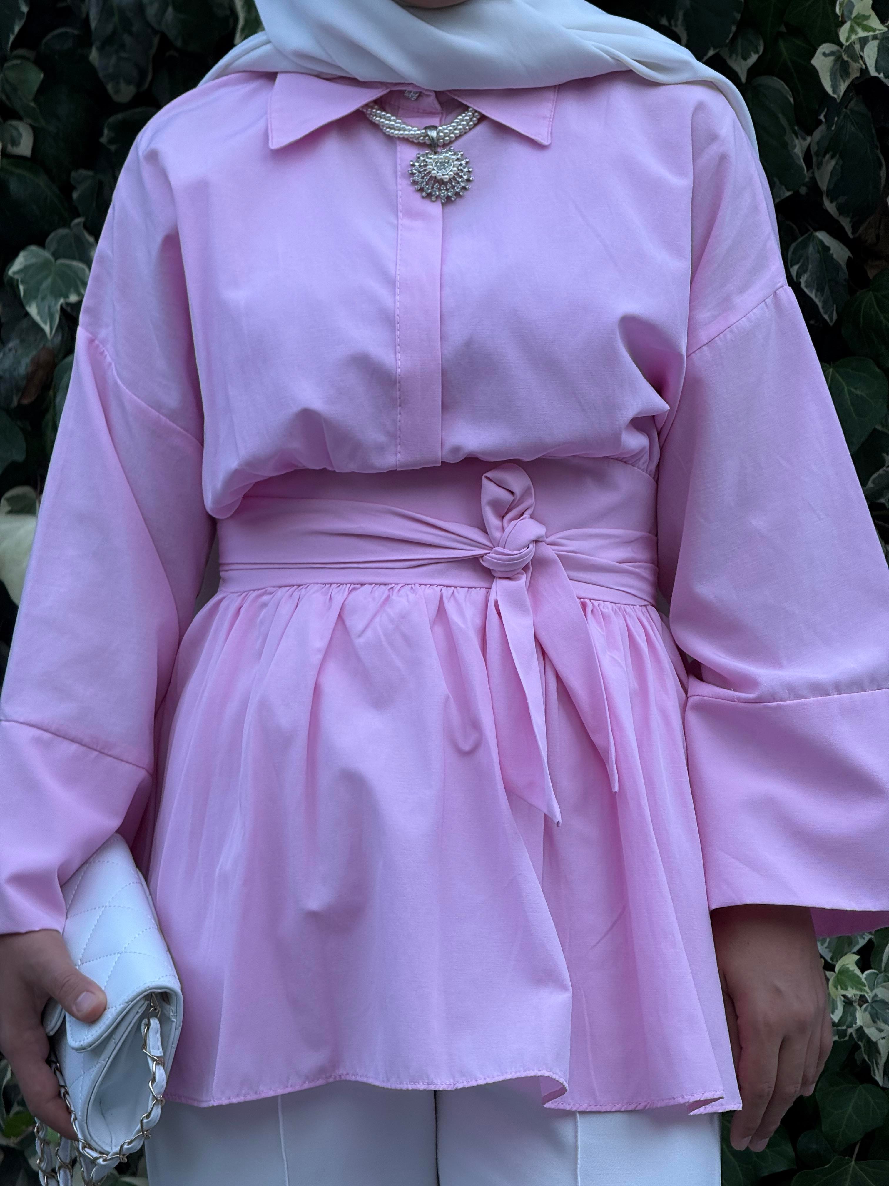Kuşaklı Gömlek Pembe