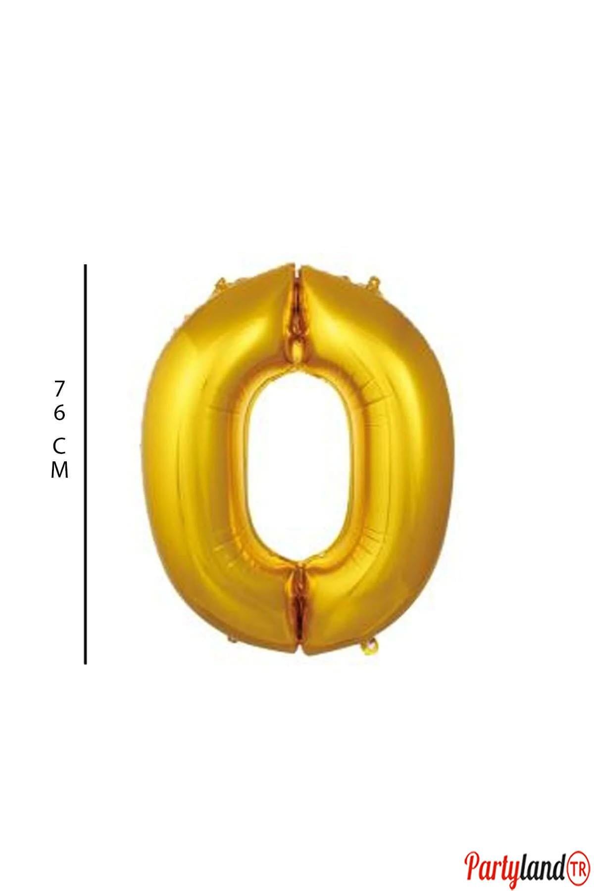 0 - Rakam 76 Cm. Gold Folyo Balon