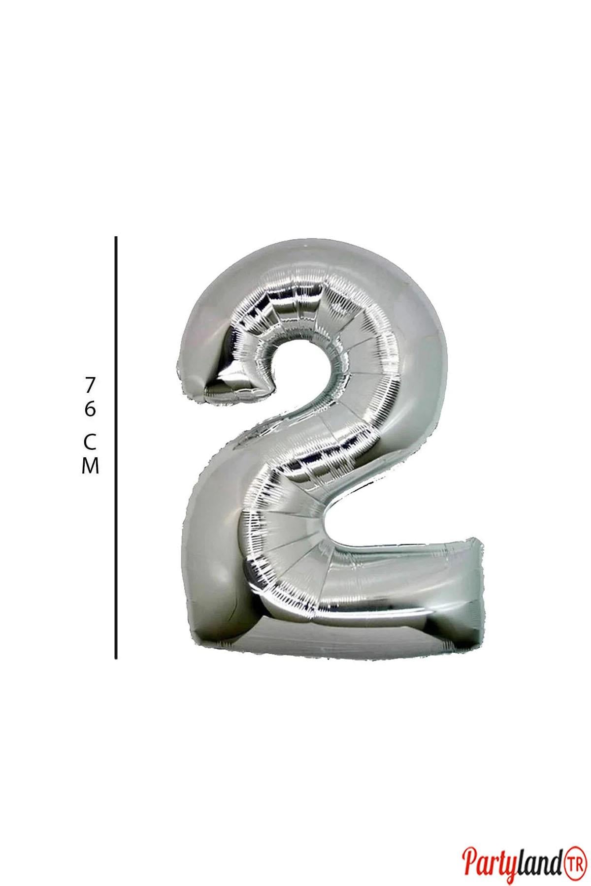 2 - Rakam 76 Cm. Gümüş Folyo Balon