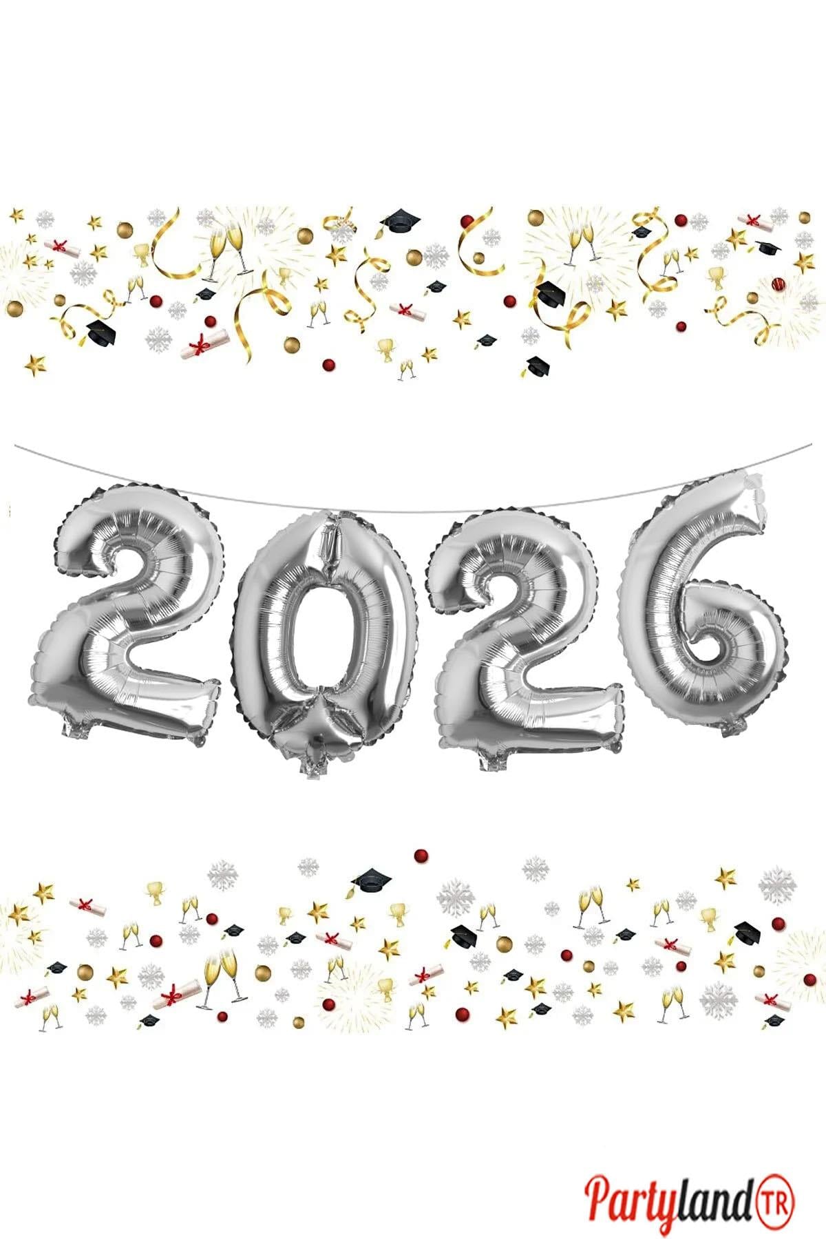 40 Cm. 2026 Gümüş Folyo Balon