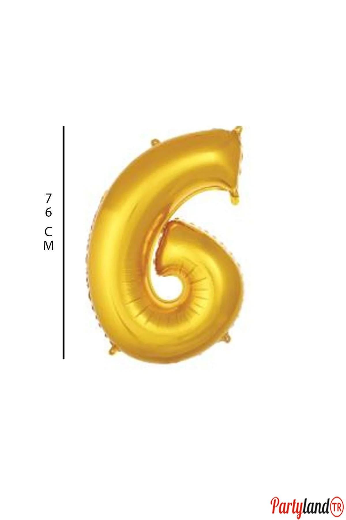 6 - Rakam 76 Cm. Gold Folyo Balon
