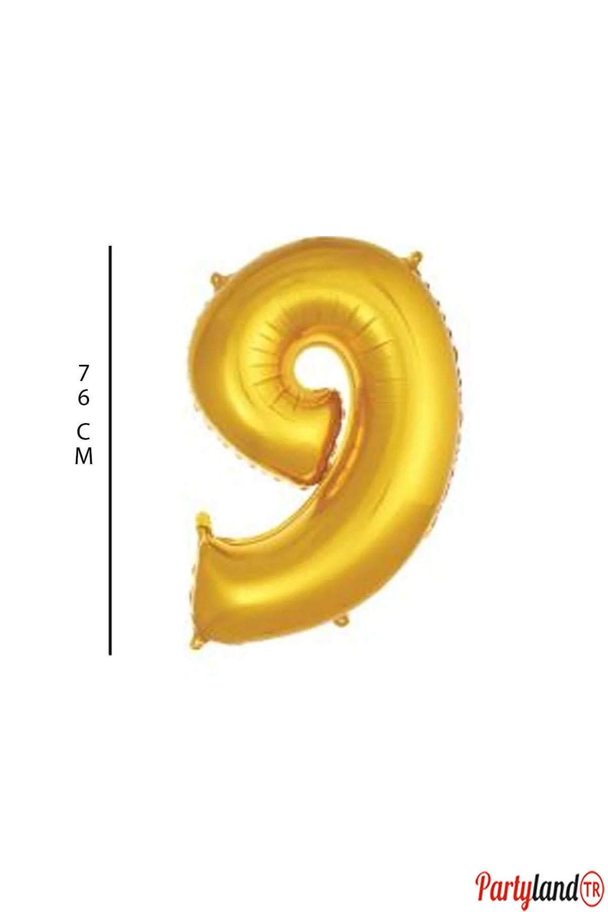 9 - Rakam 76 Cm. Gold Folyo Balon