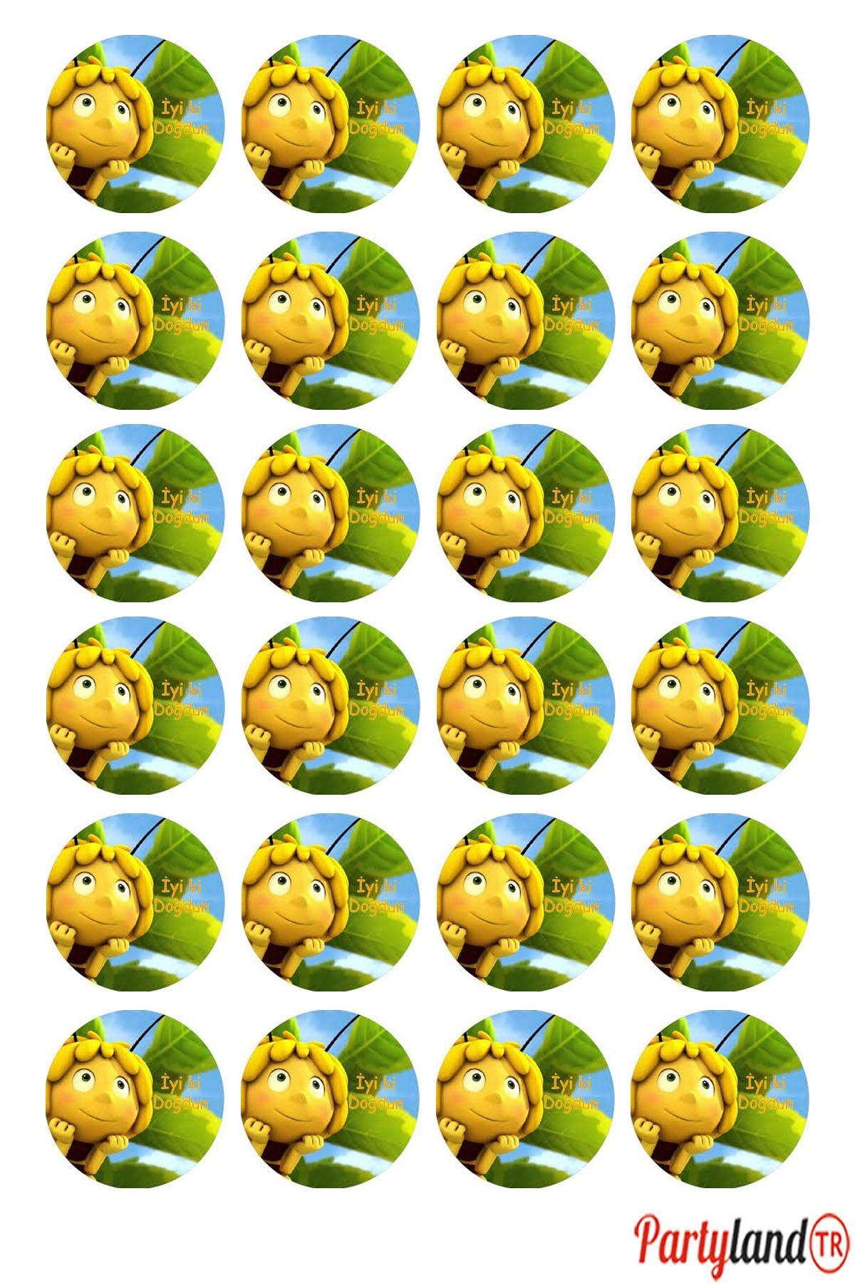 Arı Maya 5 cm. Yapışkanlı Yuvarlak Etiket - Sticker 24 Adet