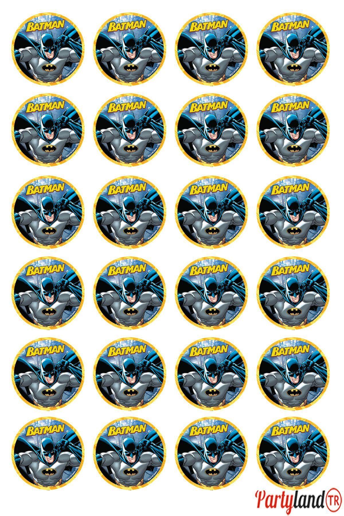 Batman 5 cm. Yapışkanlı Yuvarlak Etiket - Sticker 24 Adet