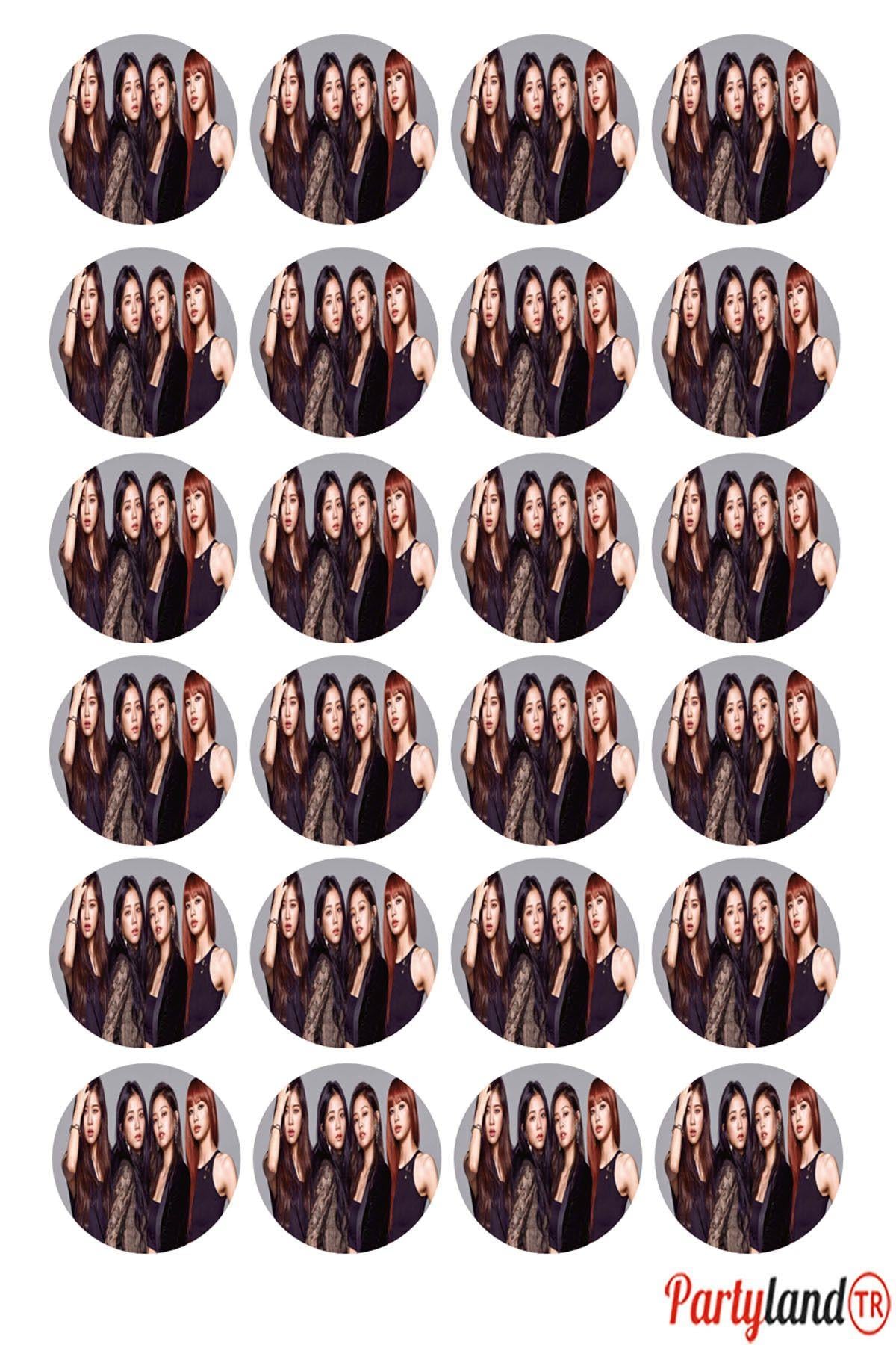 Blackpink 5 cm. Yapışkanlı Yuvarlak Etiket - Sticker 24 Adet