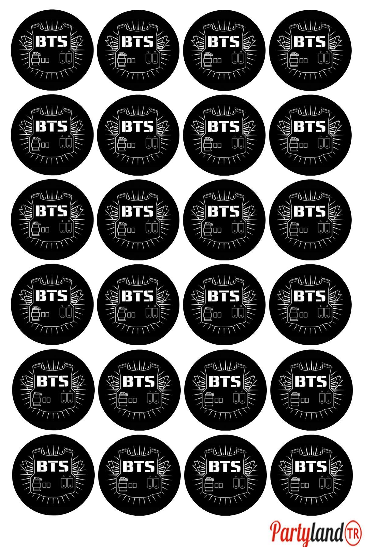 BTS 5 cm. Yapışkanlı Yuvarlak Etiket - Sticker 24 Adet
