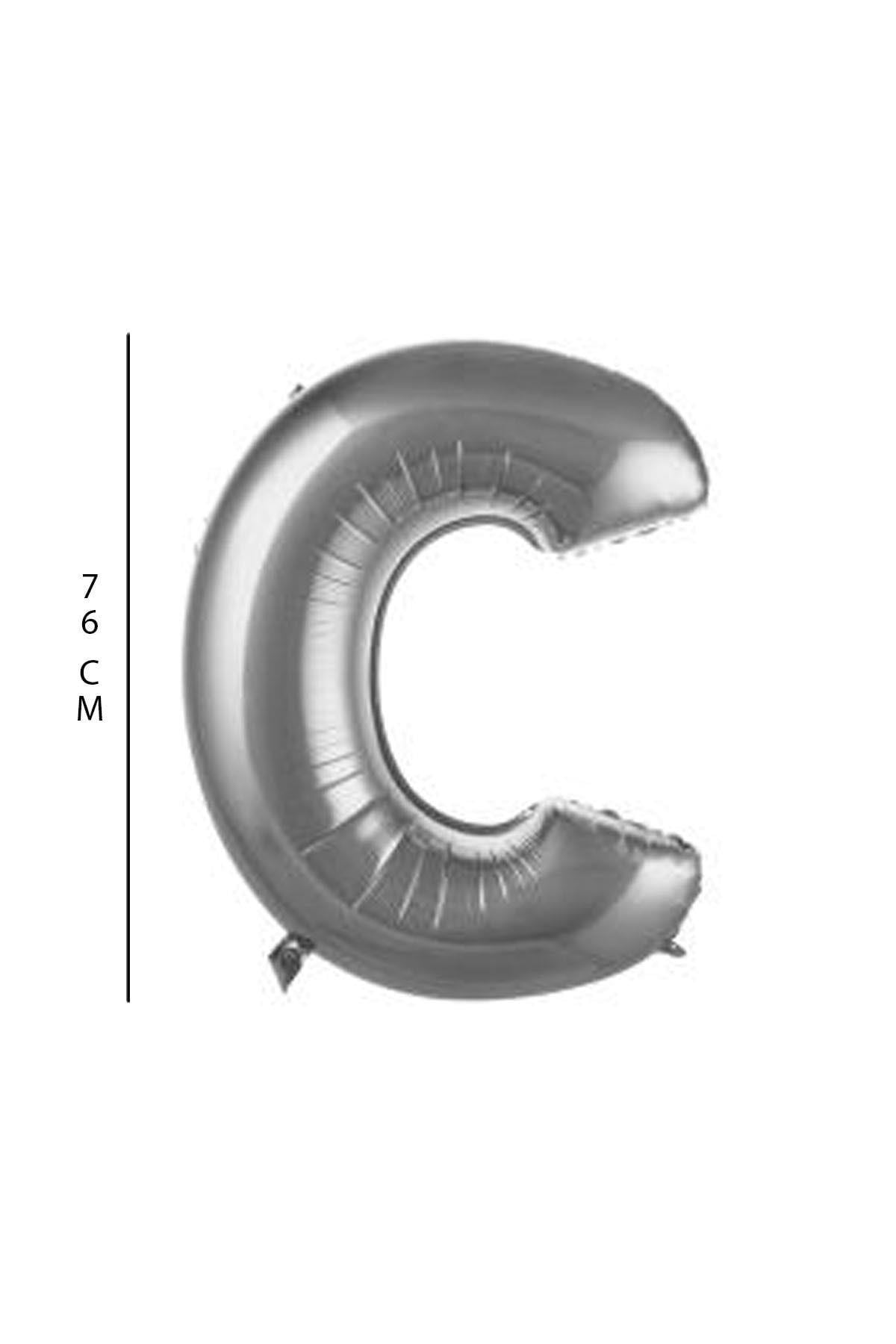 C - Harfi 76 Cm. Gümüş Folyo Balon