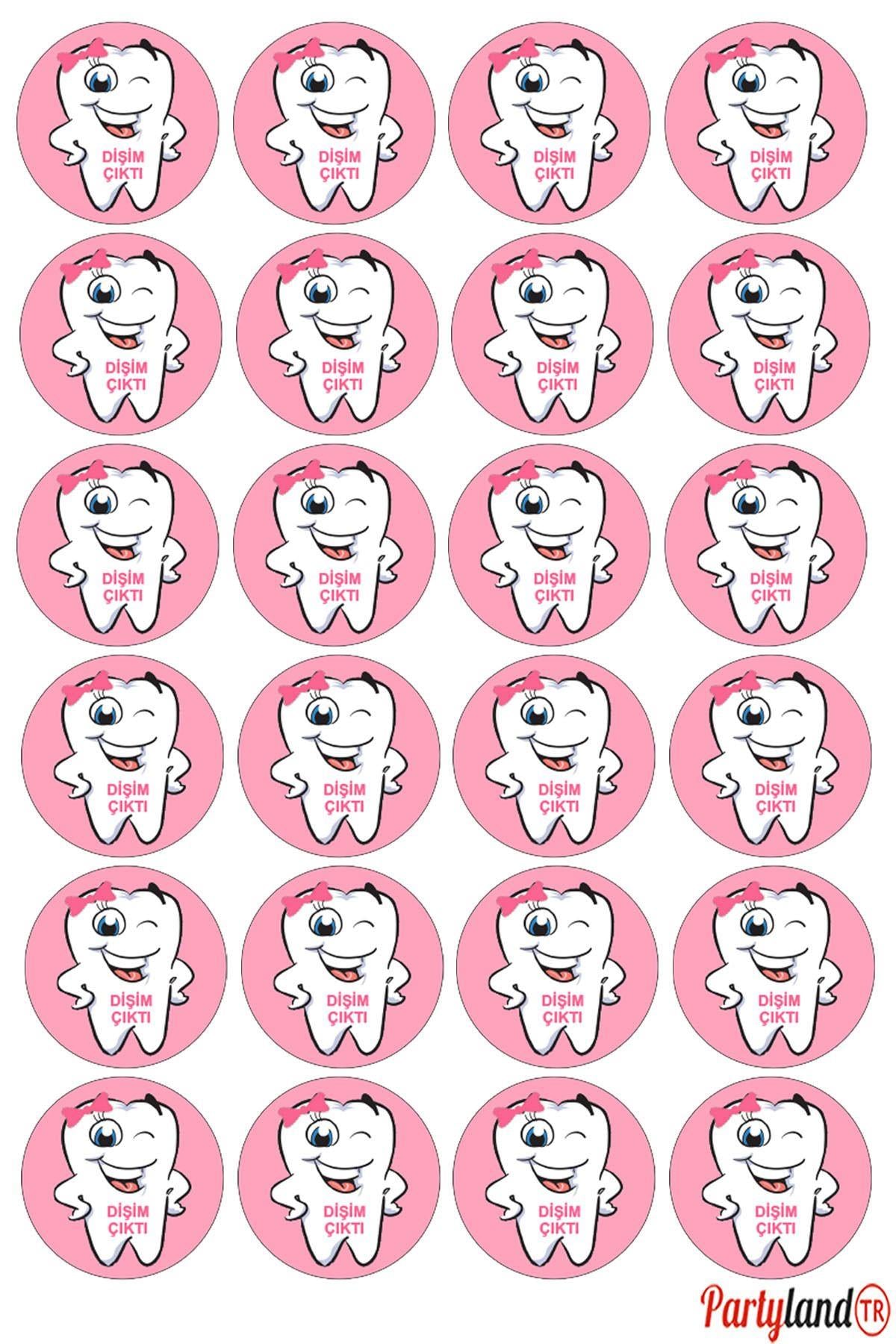 Dişim Çıktı 5 cm. Yapışkanlı Yuvarlak Etiket - Sticker 24 Adet