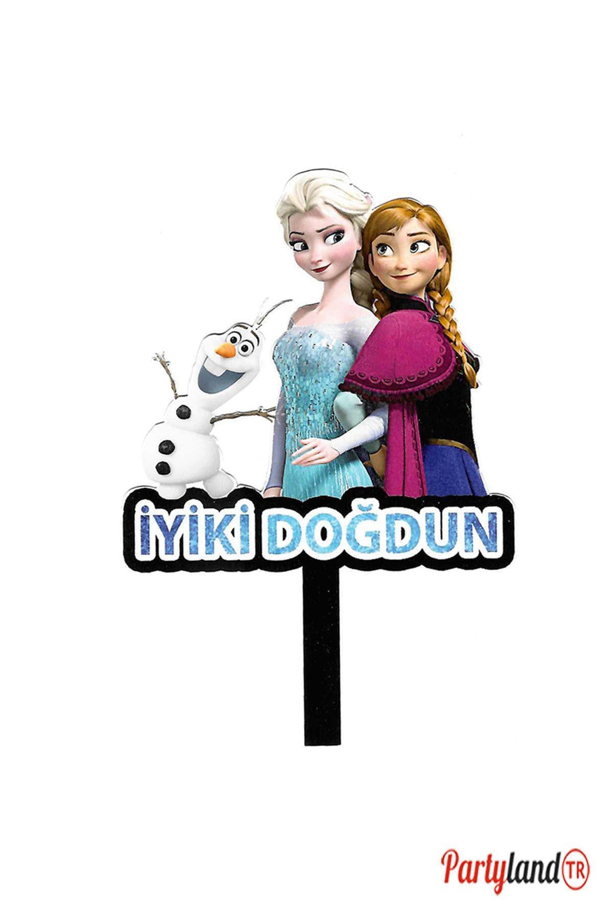 Frozen Karlar Ülkesi Elsa Anna Temalı Karton Pasta Süsü