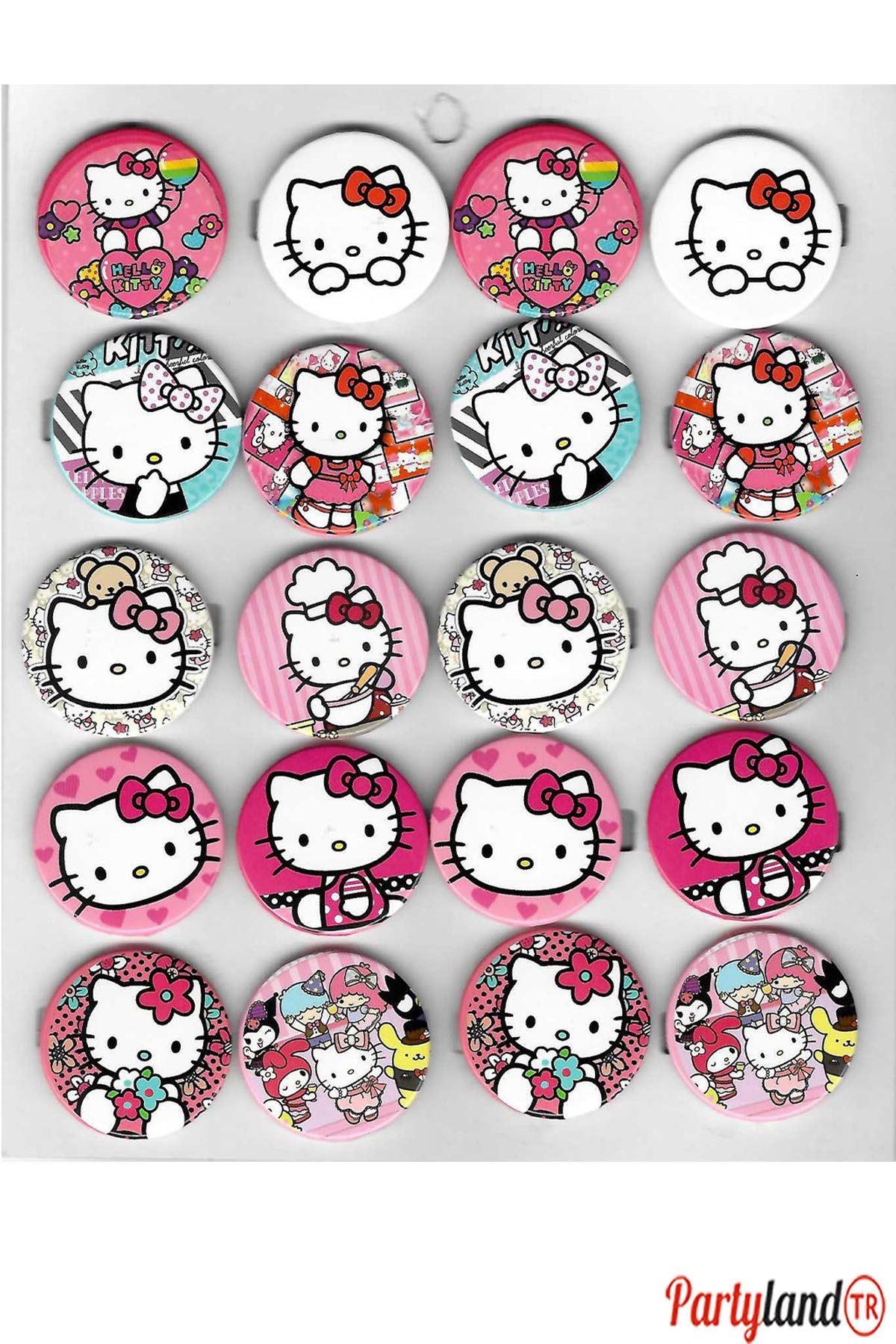 Hello Kitty Temalı 20 Adet Metal Rozet