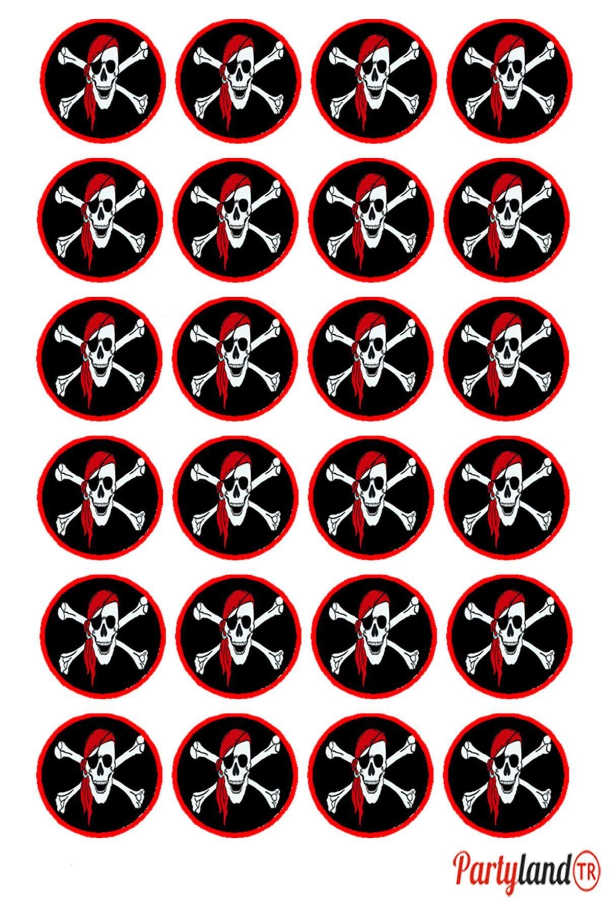 Korsan 5 cm. Yapışkanlı Yuvarlak Etiket - Sticker 24 Adet