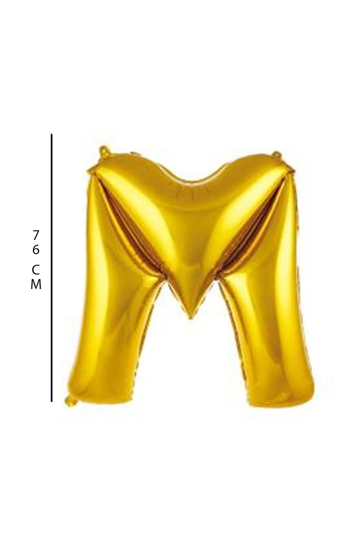 M - Harfi 76 Cm. Gold Folyo Balon