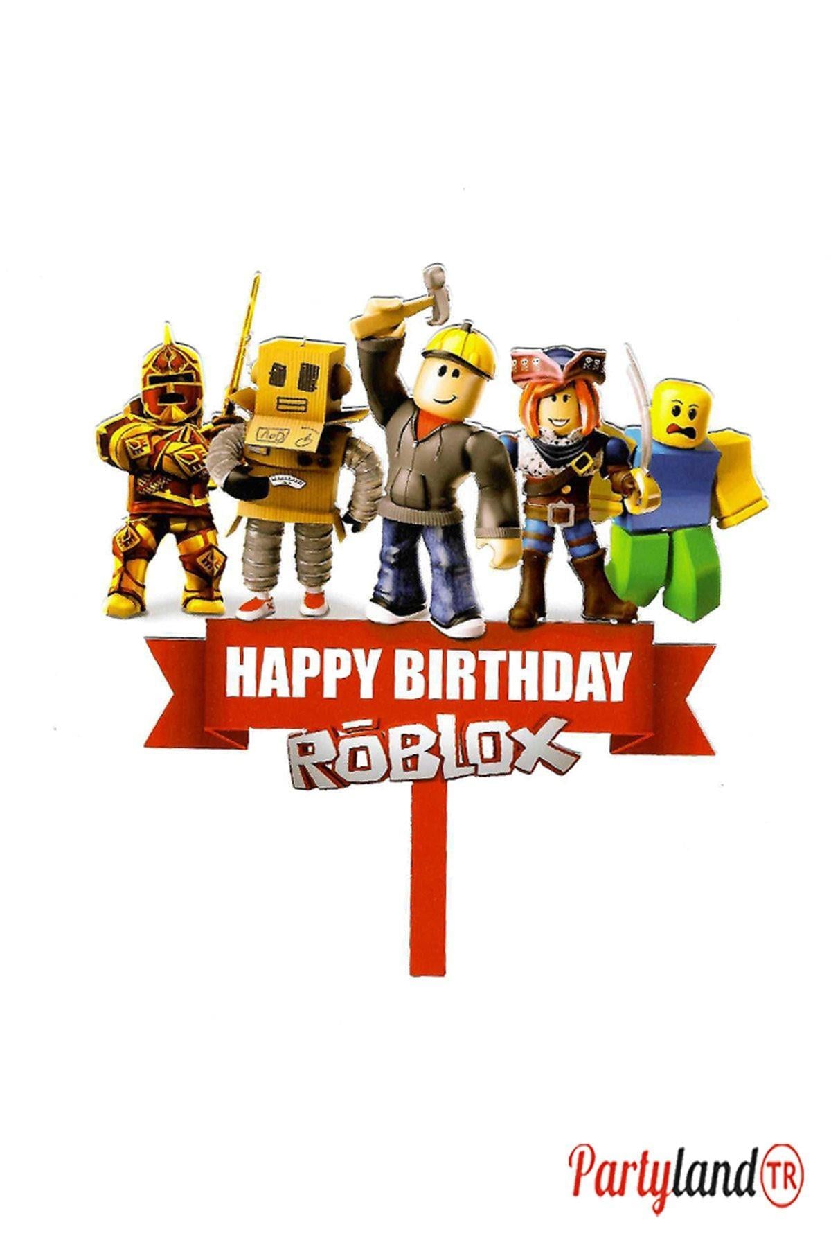 Roblox Temalı Karton Pasta Süsü