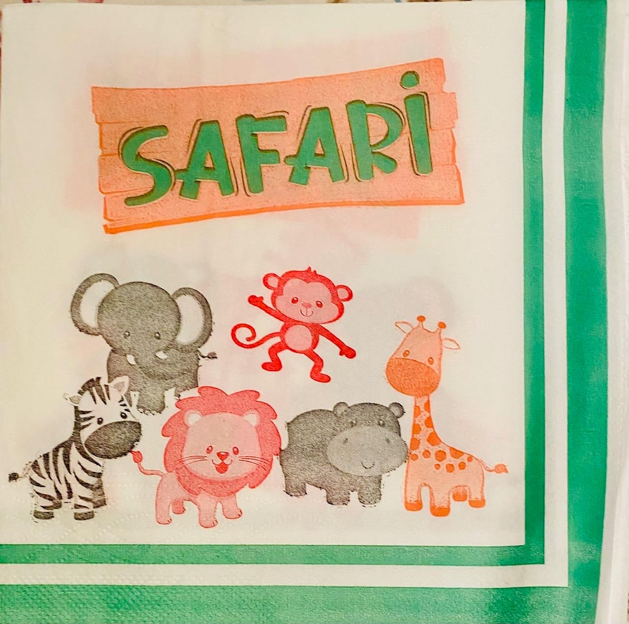 Safari Sevimli Hayvanlar Temalı Kağıt Peçete 20 Adet