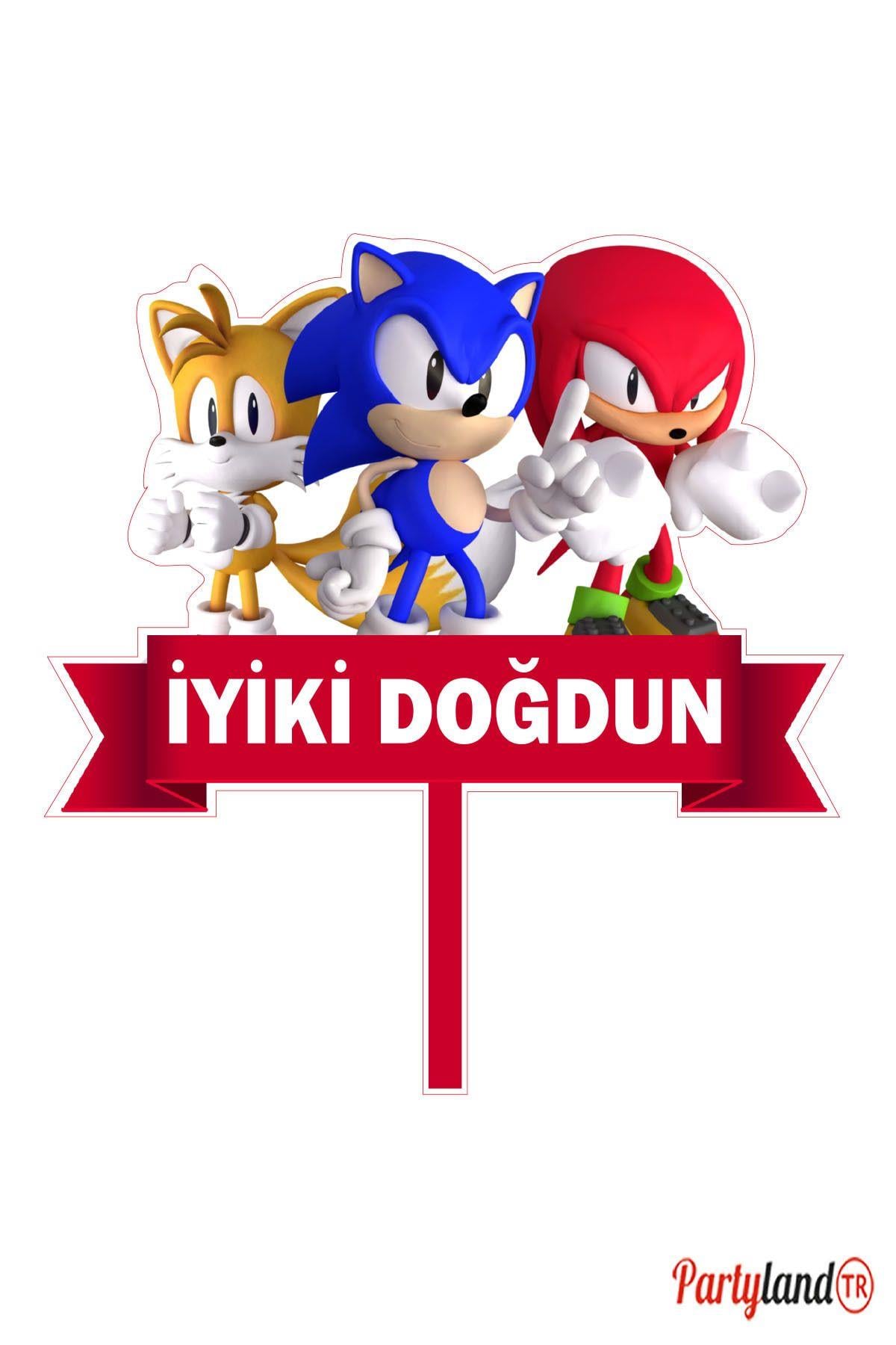 Sonic Temalı Karton Pasta Süsü
