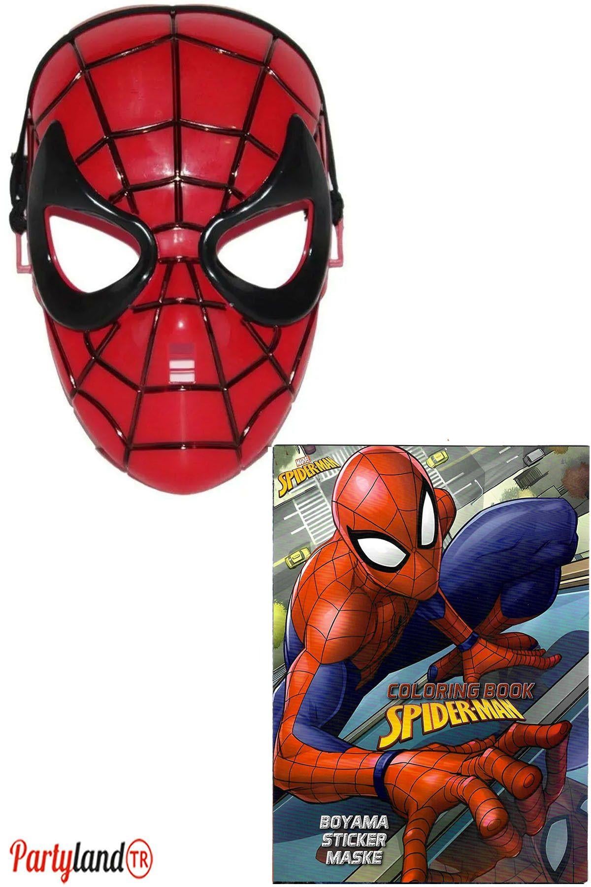 Spiderman Kitabı 3'lü (boyama , Sticker , Maskeli ) + Sert Plastik Maske
