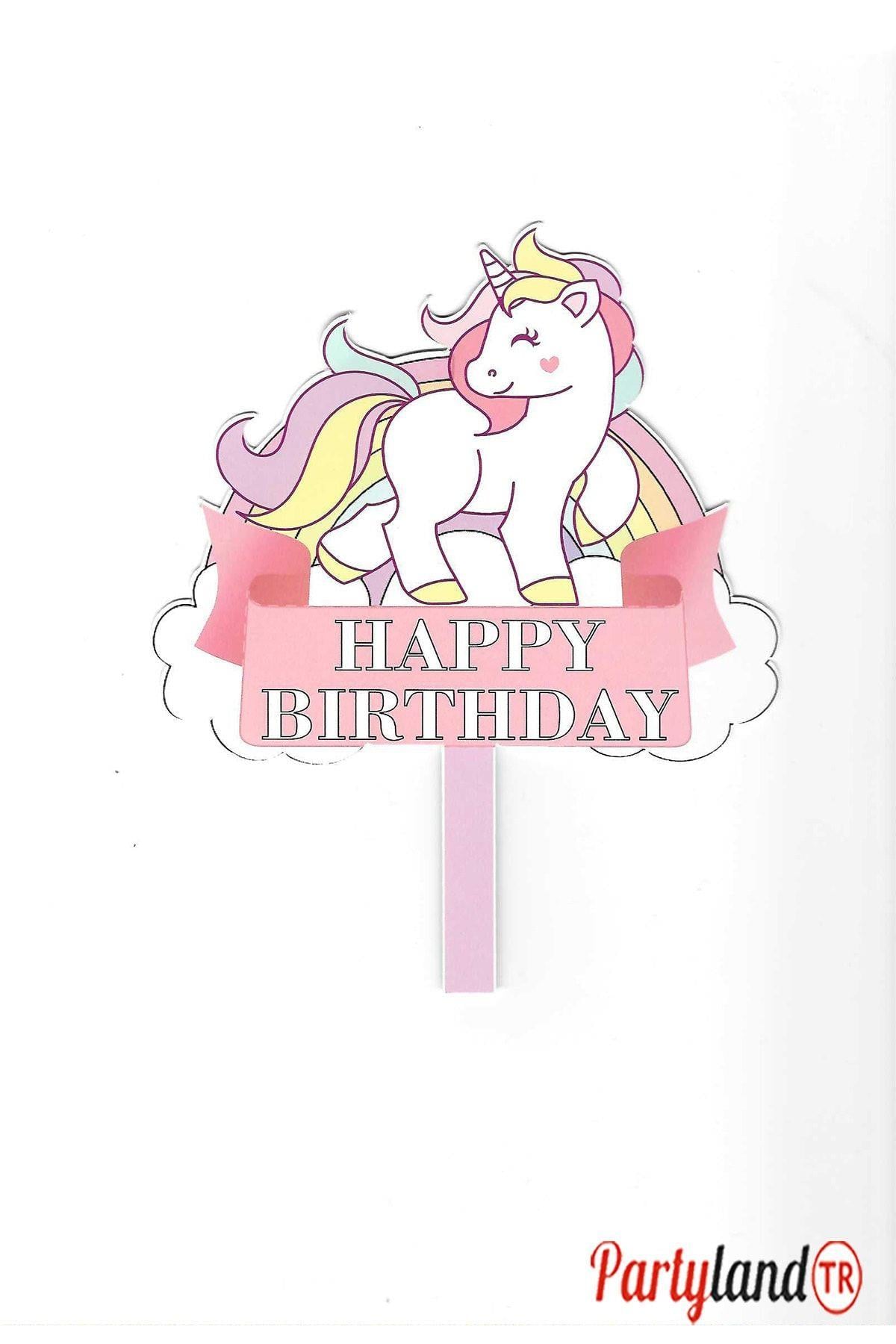 Unicorn Temalı Karton Pasta Süsü