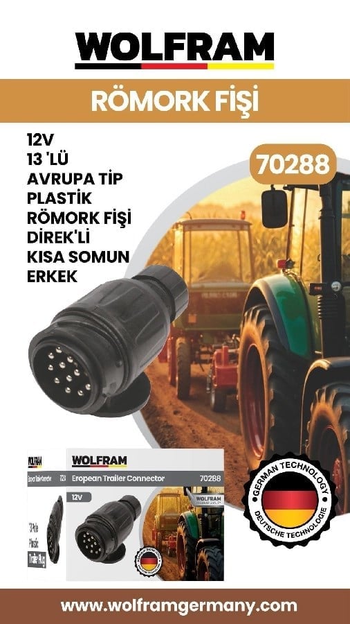 13 Lu Avrupa Tip Pls Romork Fisi Direkli Kisa Somun Erkek 12V