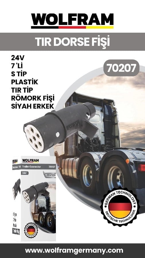 7 Li S Tip Plastik Tir Dorse Fisi Siyah Erkek 24V
