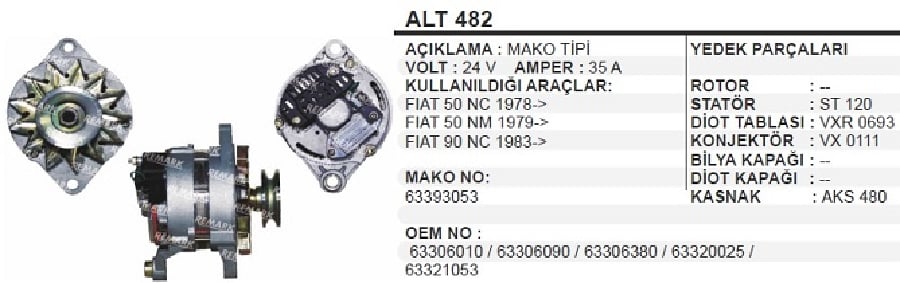 ALTER 24V35A MAKO TIPI 50NC/50NM/90NC